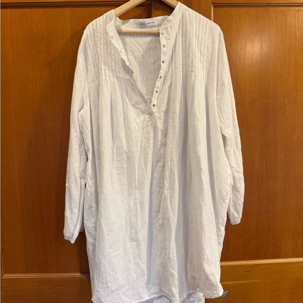White Button-Up Tunic Top